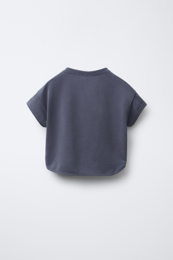 ZARA СВОБОДНАЯ ФУТБОЛКА С НАДПИСЬЮ, СЕРЫЙ