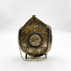 Малая богато декорированная пороховница. Посеребрение, латунь. Балканы, XIX в.