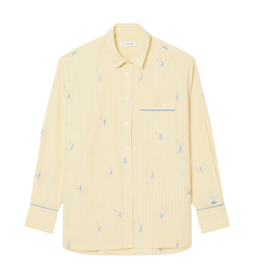 Женское поло Lacoste Oversized with Jacquard Motifs - yellow/turquin blue