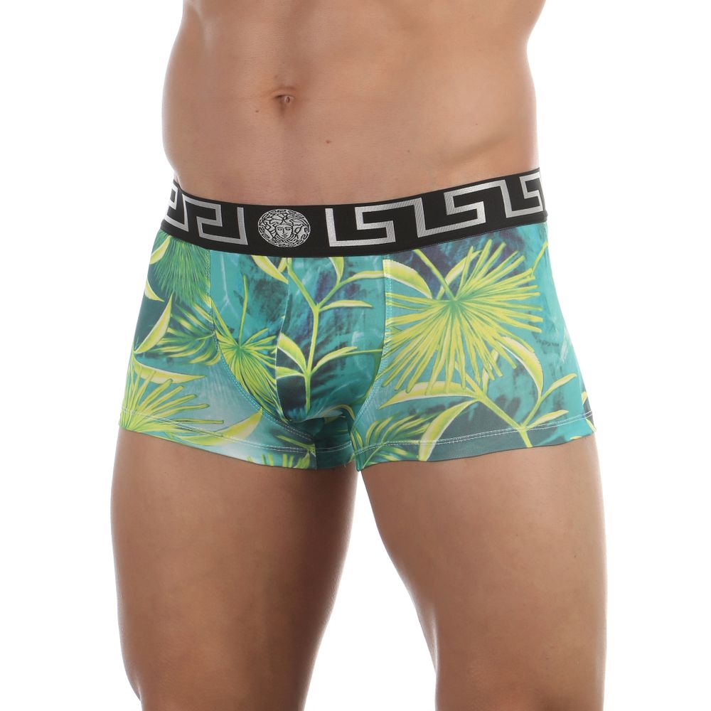 Мужские трусы боксеры изумрудные с принтом Versace