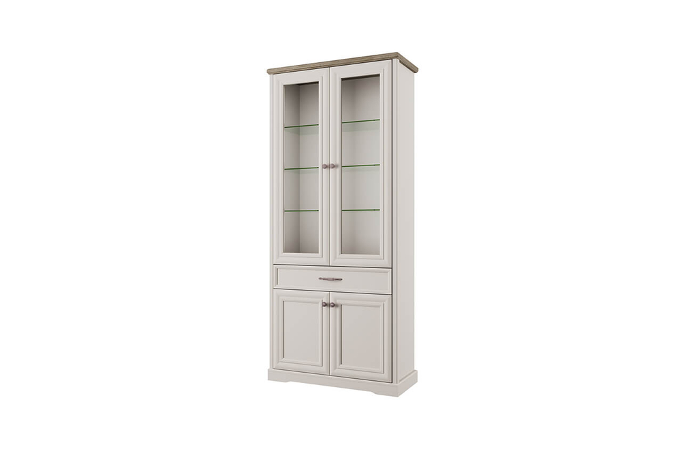 TOSCANA NEW, Шкаф с витриной 2V2D1S. Цвет ПЕРСИДСКИЙ ЖЕМЧУГ/КАНЬОН