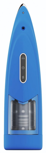 Синий мастурбатор с ротацией и аудиосопровождением (Цвет: синий)