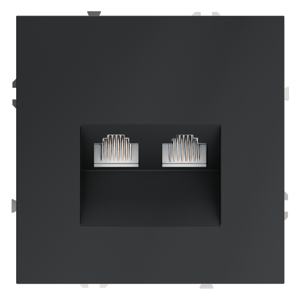 Розетка компьютерная встраиваемая VOLTUM S70 двойная RJ45+RJ45 кат.6, (графит)