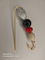 Булавка брошь "Цветные камешки" для кардигана, пальто, платков, костюмов, одежды. Цвет серый красный