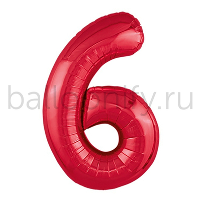 Шар ЦИФРА 6 Металлик Red 40" 102 см