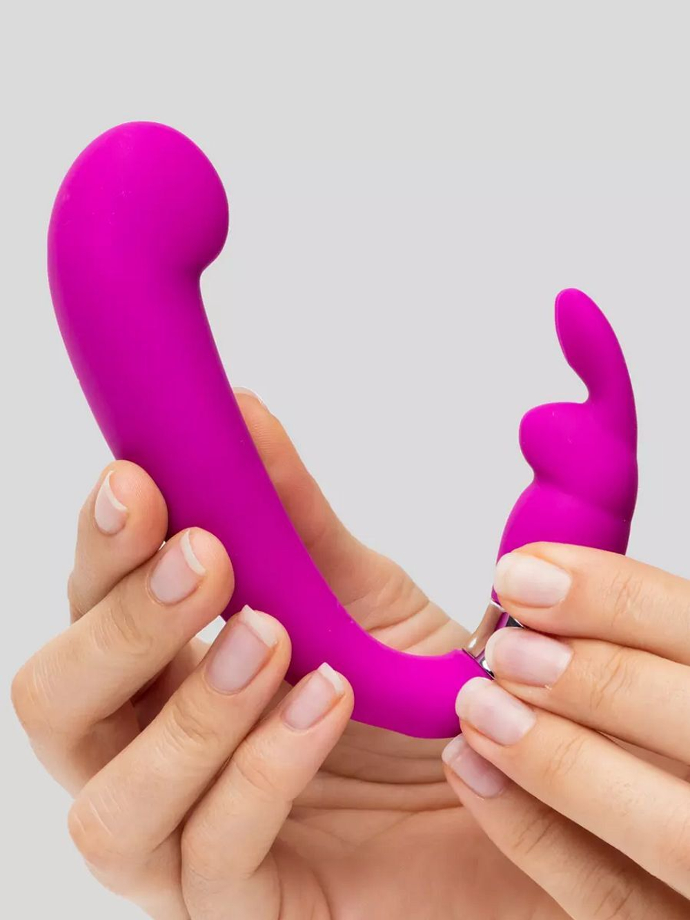 Лиловый вибратор Mini G-Spot Curve Vibe с клиторальным зайчиком (Цвет: лиловый)