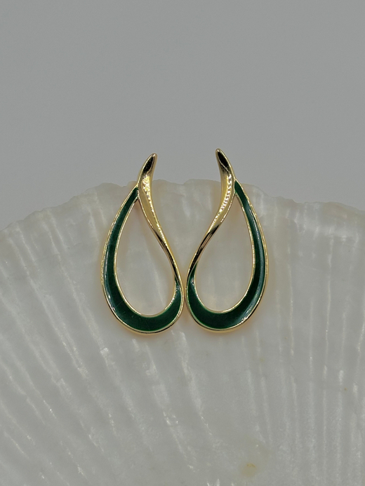 Серьги с зелёной эмалью