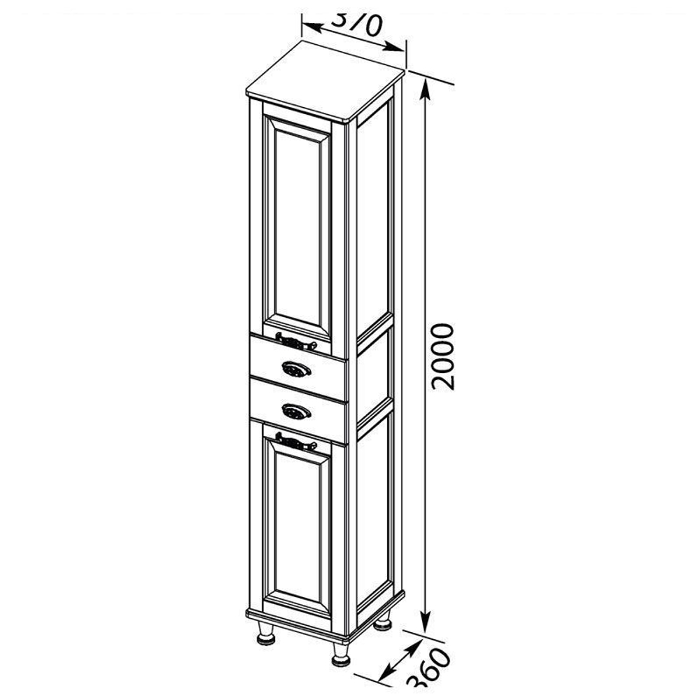Шкаф-пенал для ванной Aquanet Тесса Декапе 35 жасмин/золото
