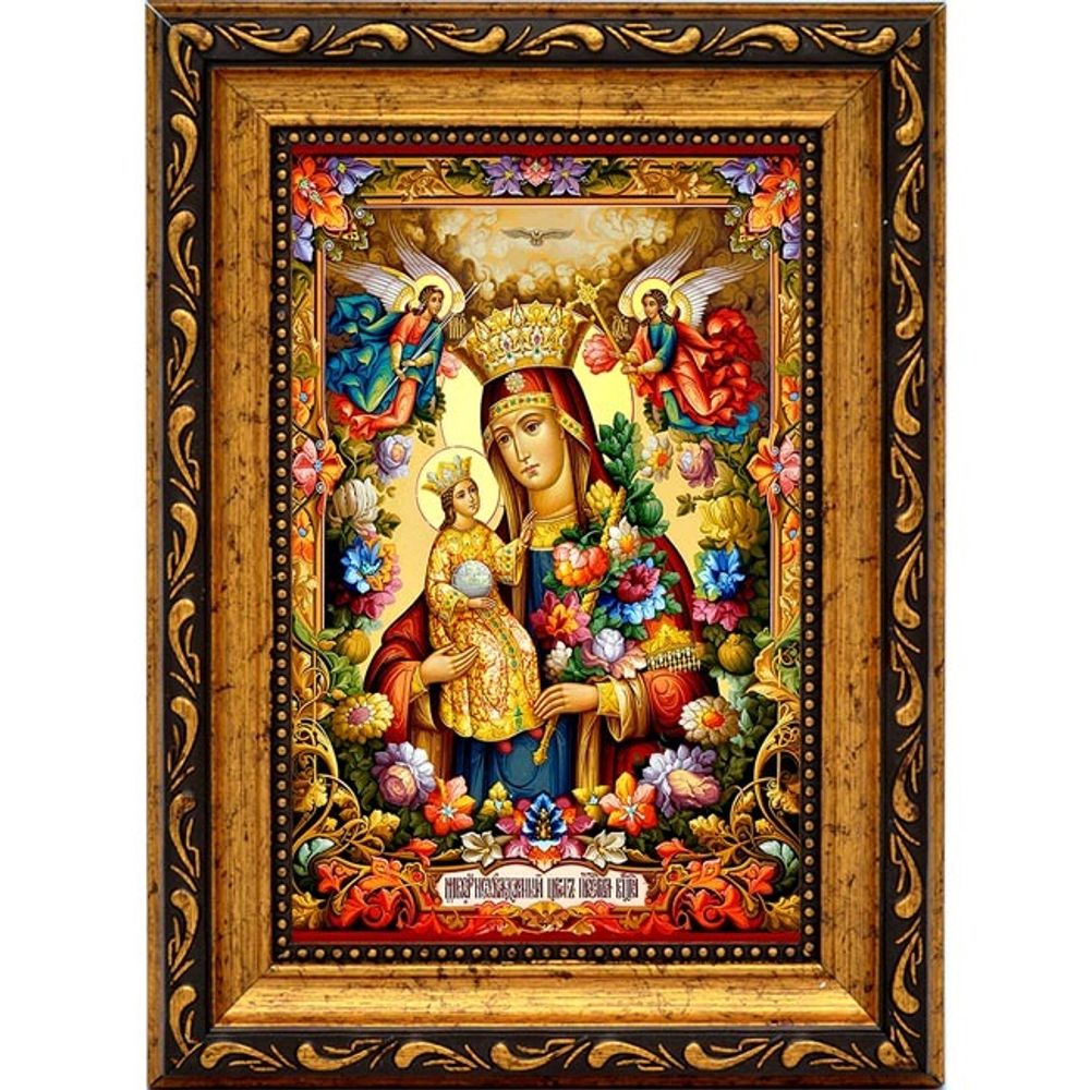 Благоуханный цвет. Икона Божьей Матери на холсте с мощевиком.