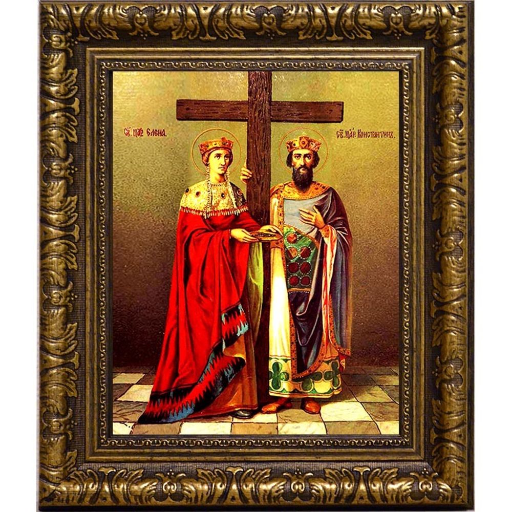 Елена и Константин Святые равноапостольные. Икона на холсте.