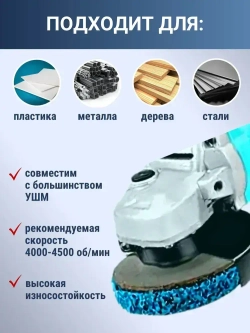 Коралловый диск 125, 5шт, круг зачистной для УШМ, синий диск для болгарки 125 мм.