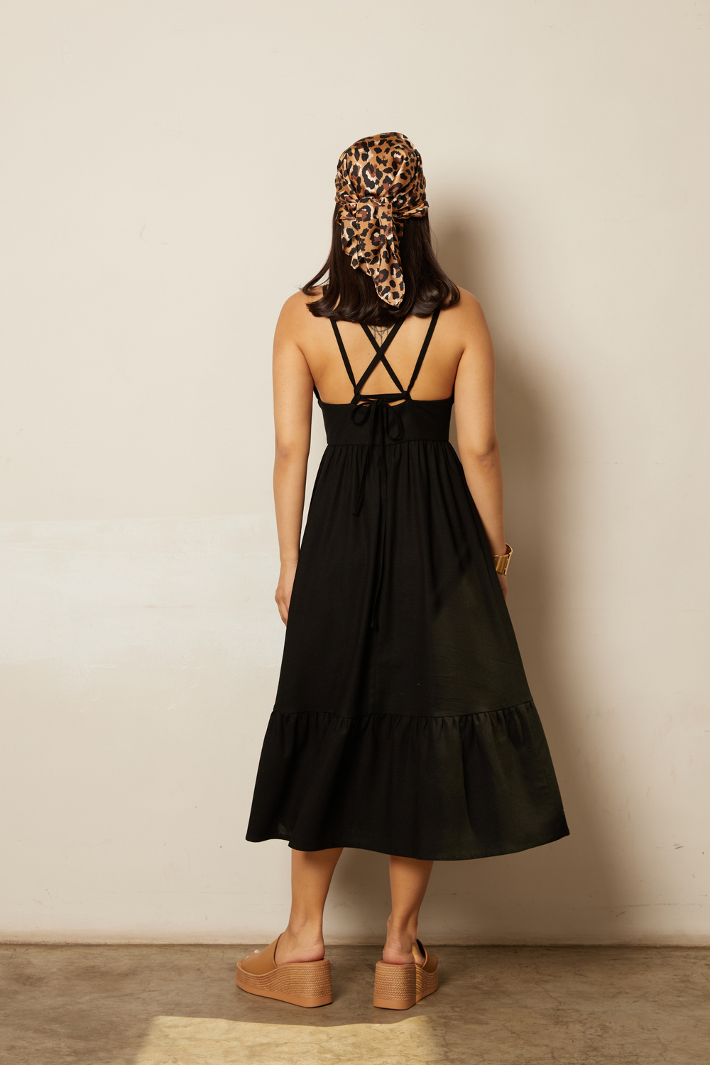 Сарафан льняной с воланом