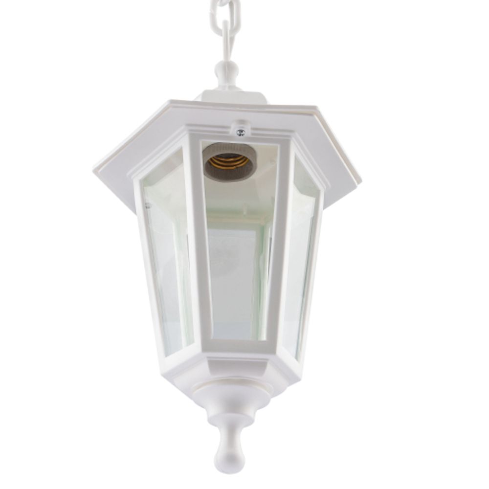 Садово-парковый светильник ЭРА НСУ 06-60-001 белый 6 гранный подвесной IP44 Е27 max60Вт | Садово-парковые светильники