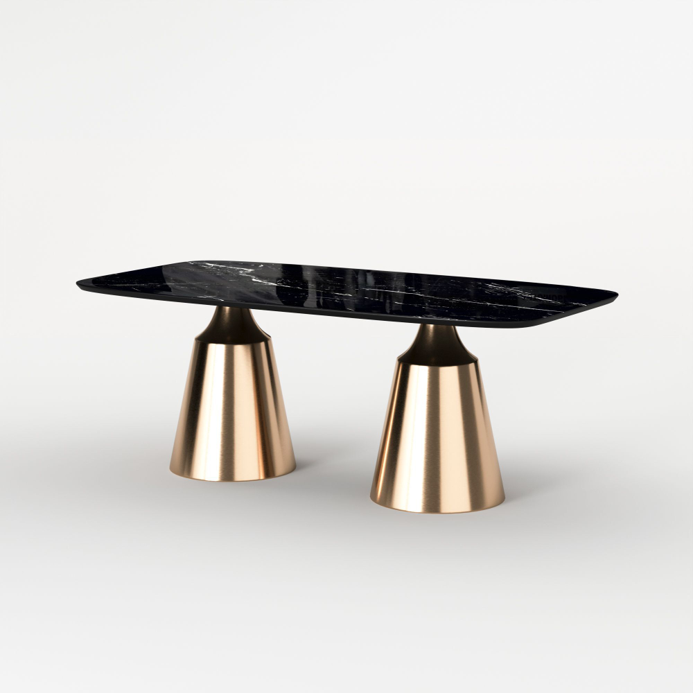 Стол овальный Lucas 200, керамика глянцевая, черная