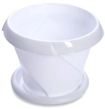 Кашпо для цветов пластиковое 0,7л d-13,5см «Флориана» с поддоном белый С384БEЛ