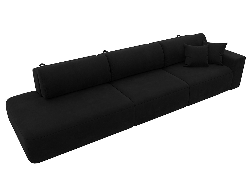 Диван прямой Лига-036 НПБ Модерн Лонг подлокотник справа МИКРОВЕЛЬВЕТ Черный