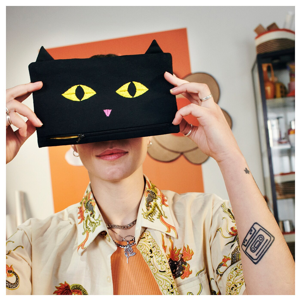 Сумка IKEA MAVINN (МАВИНН), Черный с рисунком, 13x23 см