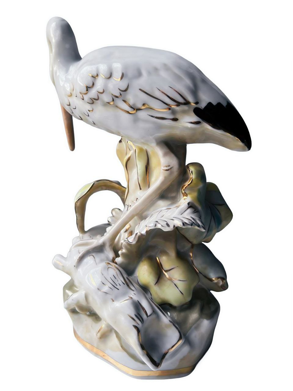 Фарфоровая статуэтка "Цапля и лягушка" (Аист) Дулево