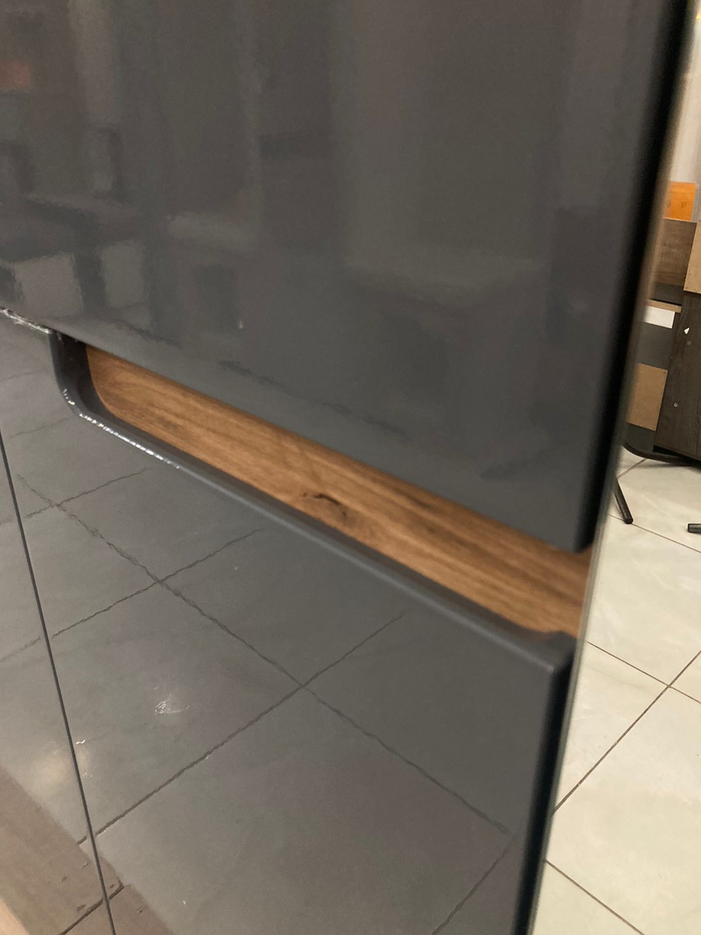 Шкаф 2-х ств Стокгольм серый графит/графит глянец 540