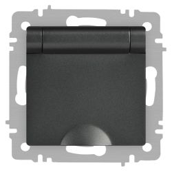 Розетка Intro Accent 6-203-07 с заземлением 2P+E Schuko с крышкой 16А-250В IP20 СУ AL/CU графит