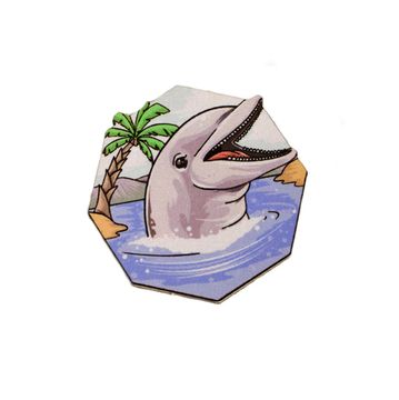 Деревянный значок. Дельфин