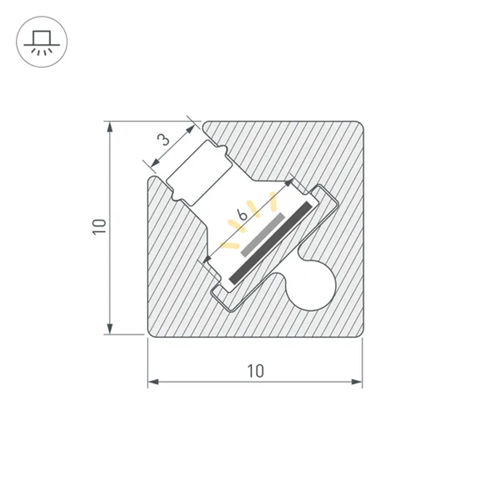 Профиль с экраном SL-KANT-H10-SQUARE-2000 IRON GREY (Arlight, Алюминий+пластик) 055325