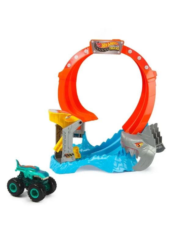 Автотрек Хот Вилс Монстр Трак Акулы против Динозавров JFR08