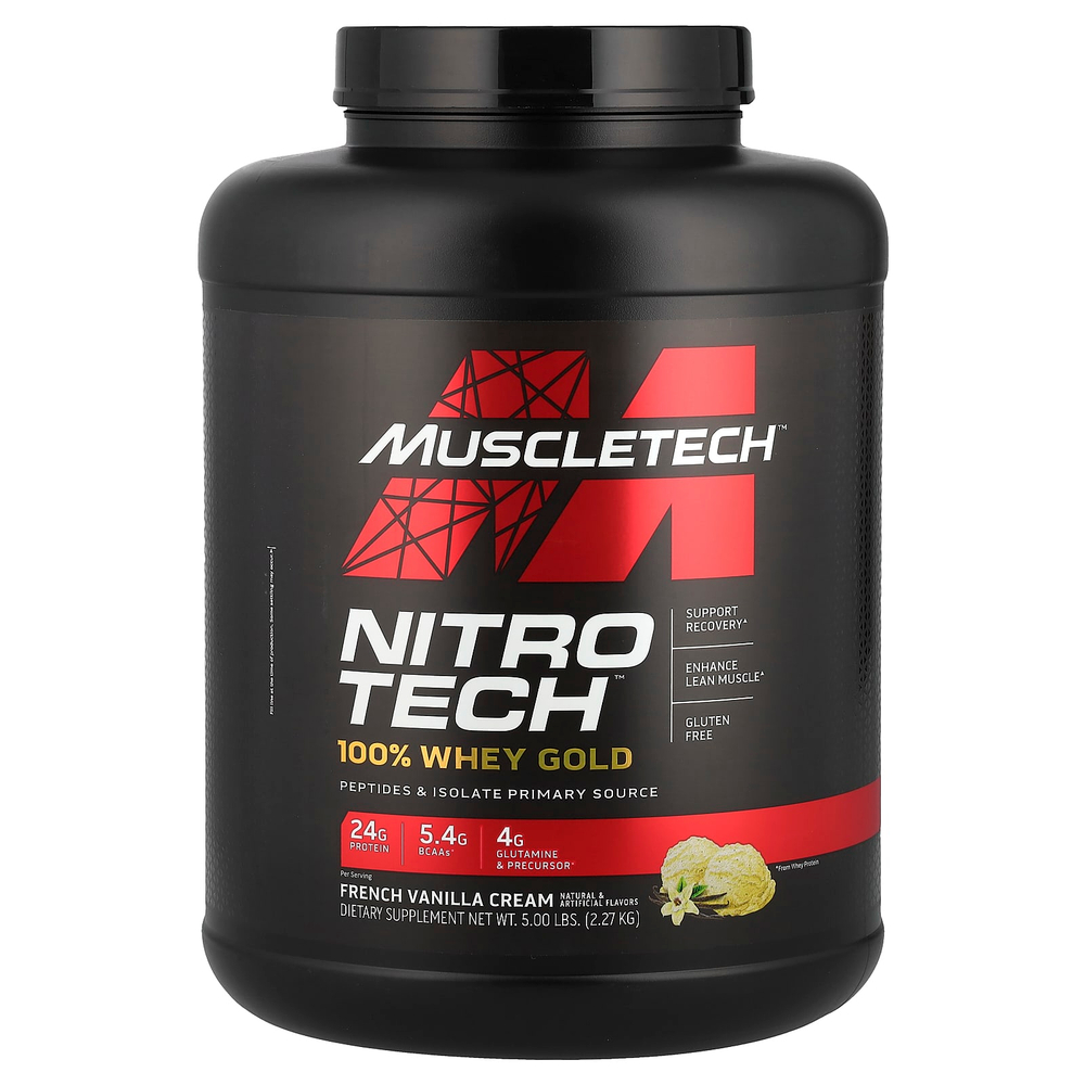 MuscleTech, Nitro-Tech ™ 100% Whey Gold, крем с французской ванилью, 2,27 кг (5 фунтов)