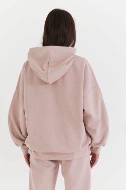 Худи свободного кроя из премиум футера цвета какао