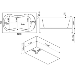 Акриловая ванна Bas (Бас) Кэмерон 120x70, с каркасом