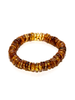 Браслет из цельного калининградского янтаря, диаметр бусин 1 см