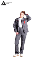 Костюм женский летний «КАМА» (куртка+брюки) цв.темно-серый/светло-серый