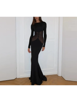 Платье вечернее макси с сеткой