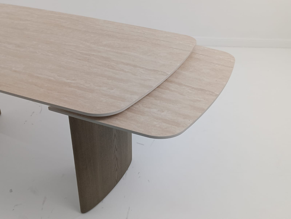 Стол М-City DISAUR Калвин (Calvin) 180 Травертин (Matte Rome Travertine Solid Ceramic), Серый Дуб