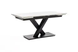 "Юпитер" стол интерьерный раздвижной обеденный из керамики, цвет белый глянцевый