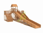 Зимняя деревянная горка "Snow Fox 12 м" с двумя скатами (две лестницы)