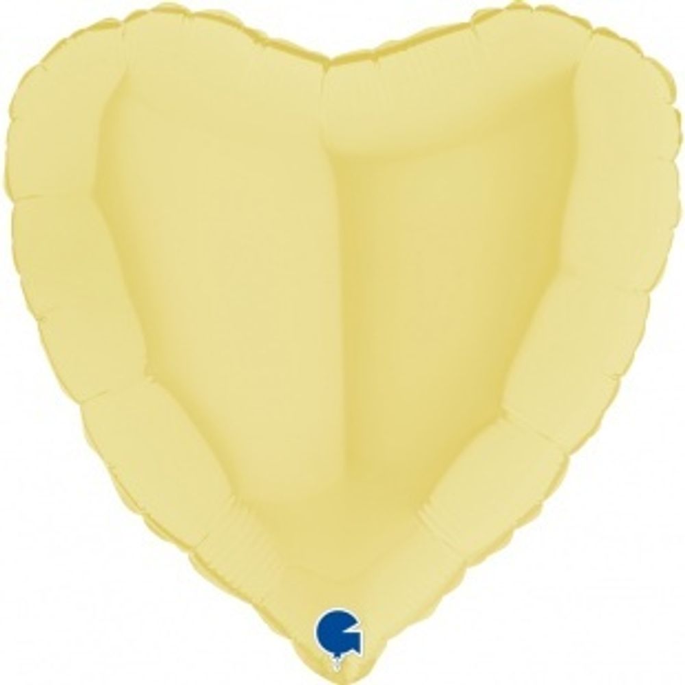 Шар-сердце 18"/46 см, фольга, желтый матовый/macaron (GRABO) (БГ-15)