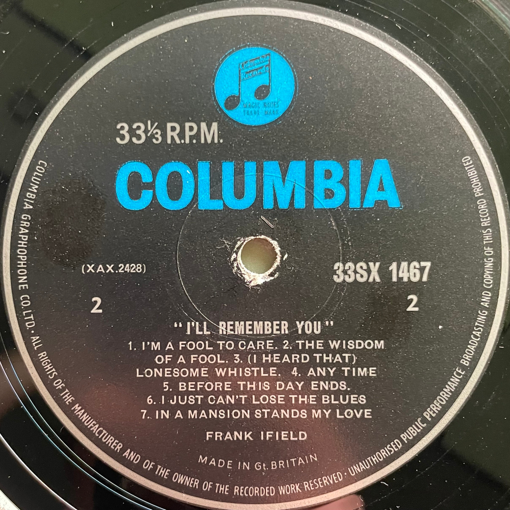 Frank Ifield ‎– I'll Remember You (Англия 1963г.)