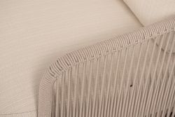 "Альбано" диван 3-местный плетеный из роупа, каркас алюминий светло-серый (RAL7035) муар, роуп бежевый круглый, ткань Mossle светло-бежевая