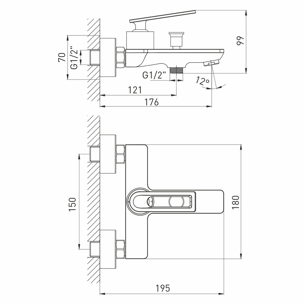 Смеситель для ванны 30k MIXLINE ML28-01 "Energy"