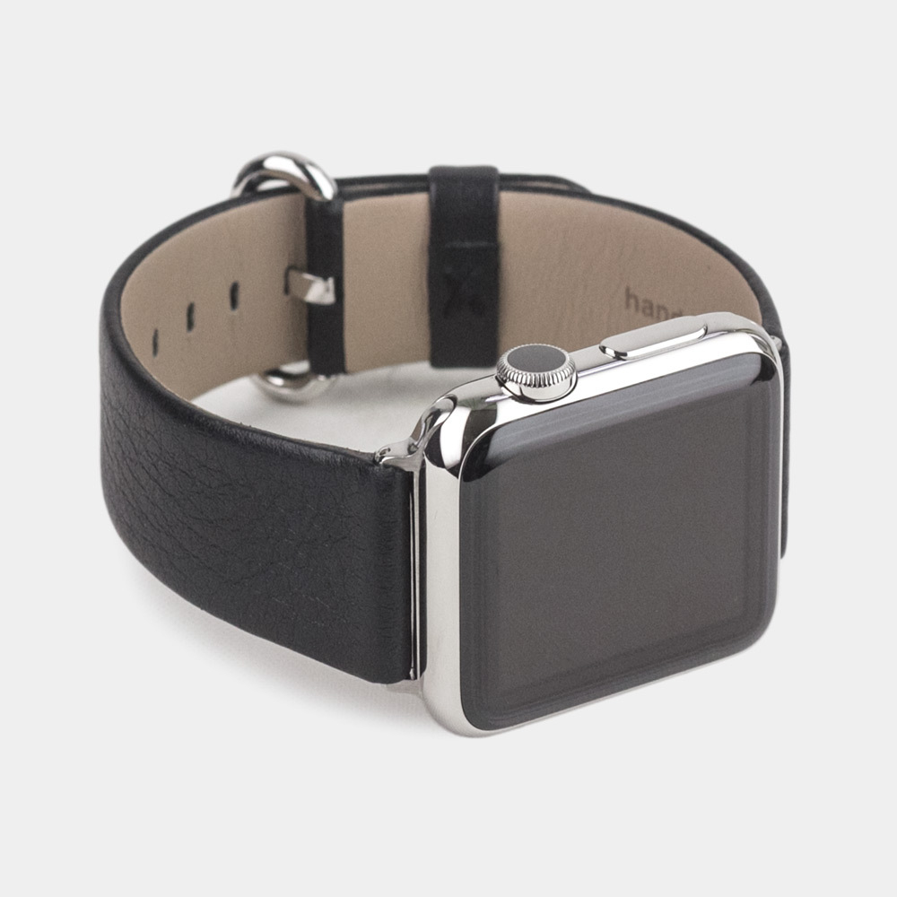 Ремешок для Apple Watch 44/45/46 mm из кожи теленка, черного цвета