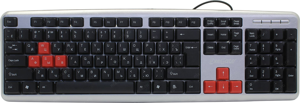 Клавиатура ExeGate LY-401 Silver&Black  &lt;USB&gt;  104КЛ &lt;264086&gt;