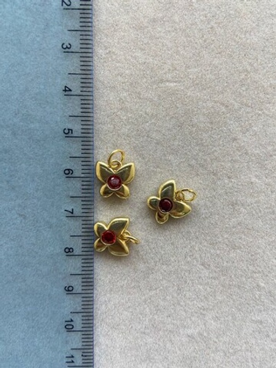 471-к Подвеска "Бабочка" с фианитами 9*10мм, красный