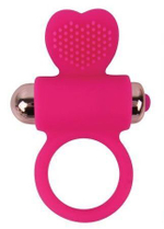 Розовое эрекционное виброкольцо с сердечком (Цвет: розовый)