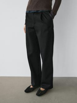 Massimo Dutti Хлопковые брюки с вытачками, черный