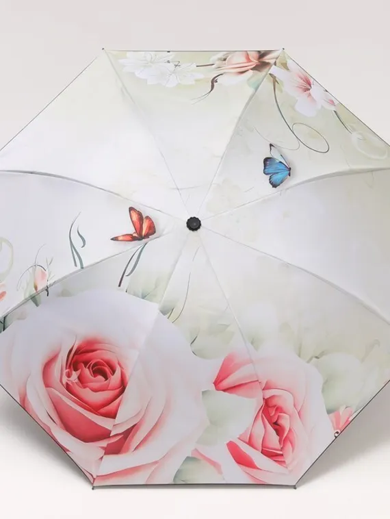 Зонт механический «Розы», ветроустойчивый, 3 сложения, 8 спиц, R = 48 см, рисунок МИКС