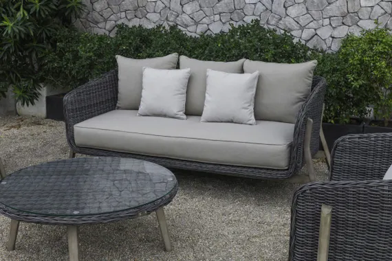 Комплект уличной мебели Jura из массива акации, алюминия и ротанга, серый, антрацит