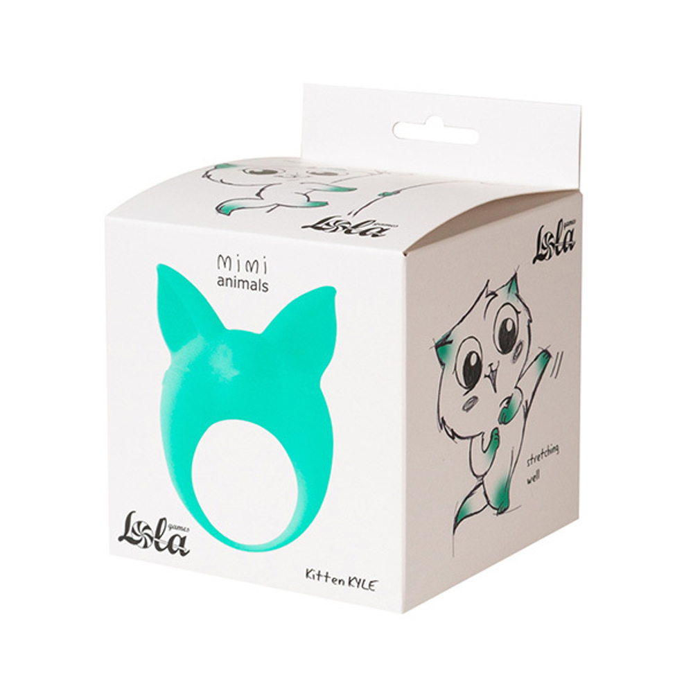Зеленое эрекционное кольцо 3,5см с вибрацией Lola Games Mimi Animals Kitten Kyle Green 7000-01lola