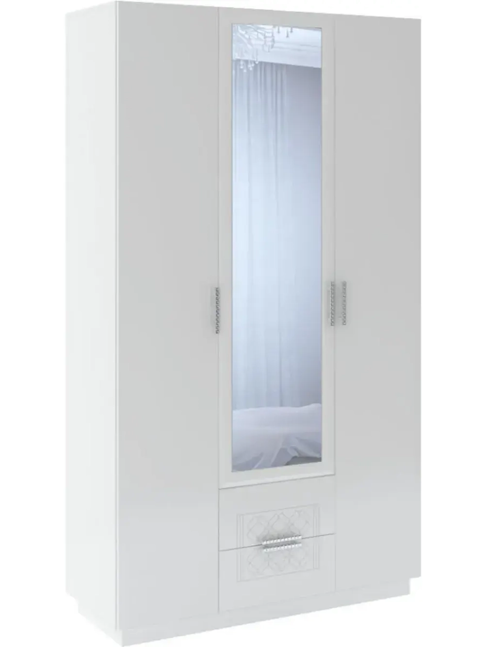 Шкаф для одежды распашной с зеркалом и полками 130х51х222 см