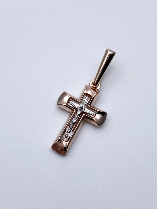 Крест из серебра/Позолота,Родий/С подвижным ухом